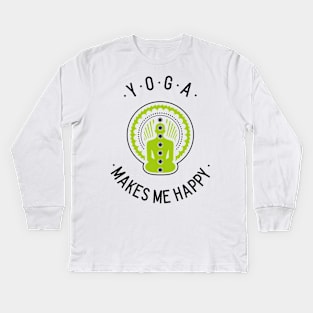 Yoga Makes Me Happy Kids Long Sleeve T-Shirt